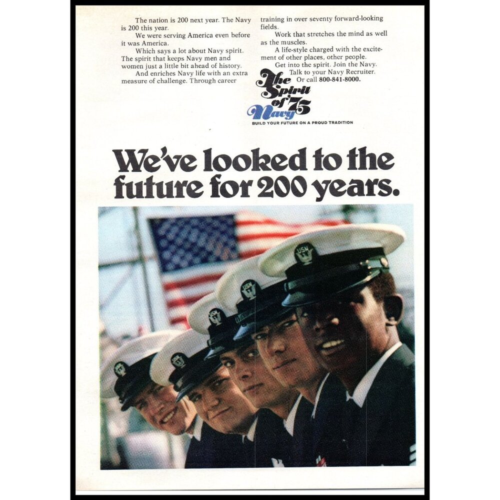 1975 US Navy Recruiter Recruiting Vintage Print Ad 200 Years Wall Art Photo